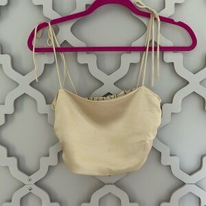 zara cropped gold top